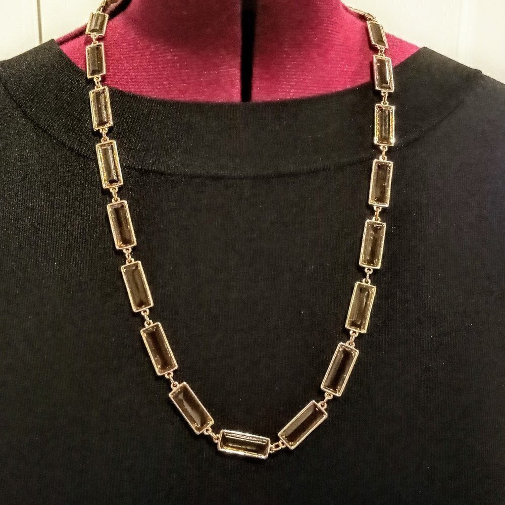 Vintage Chico's Smoky Quartz Gold Fashion Necklace